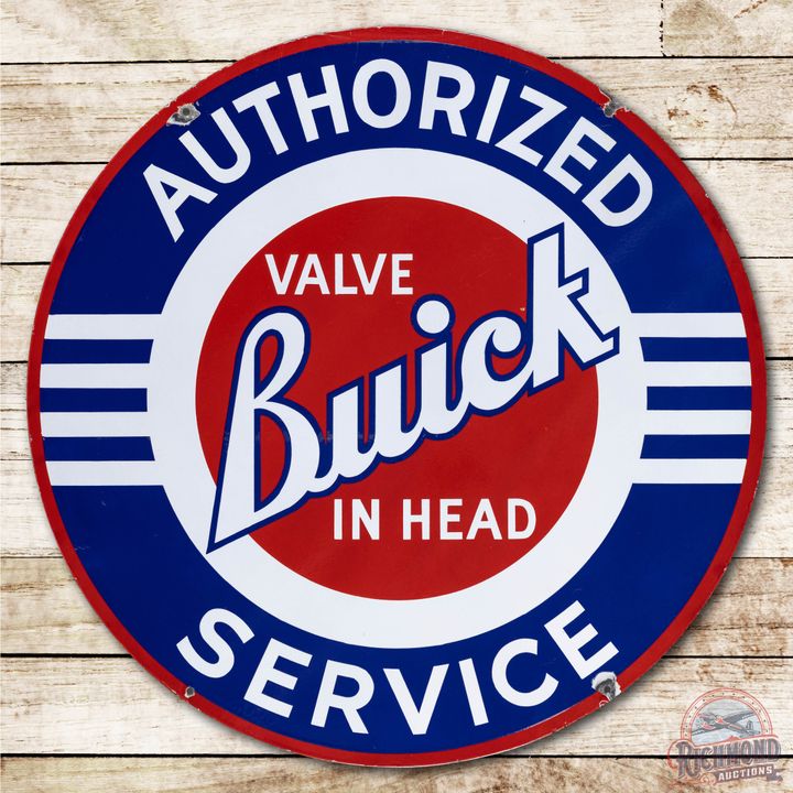 42" Buick Valve in Head Authorized Service Double Sided Porcelain Sign