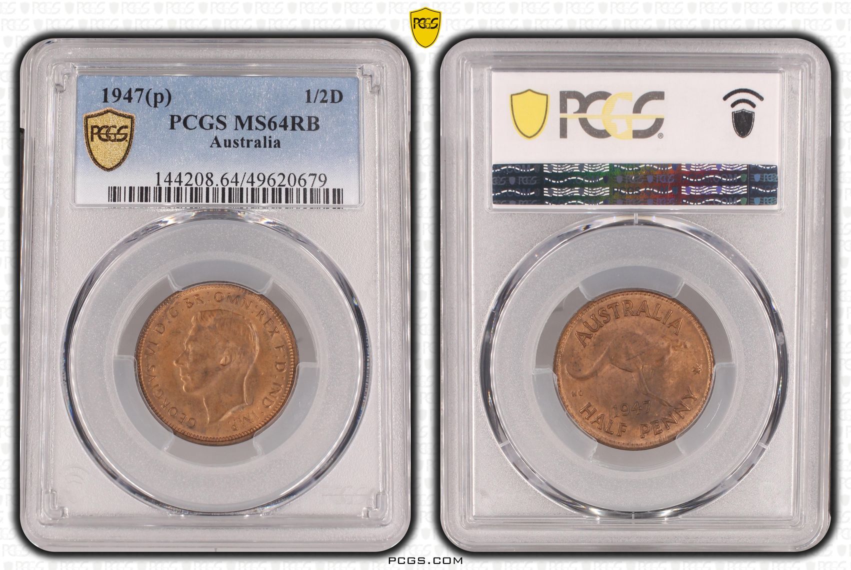 George VI, POP 3/0, Halfpenny, 1947(p), PCGS MS64RB