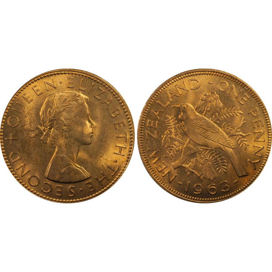 New Zealand, Penny, 1963, PCGS - MS64RD