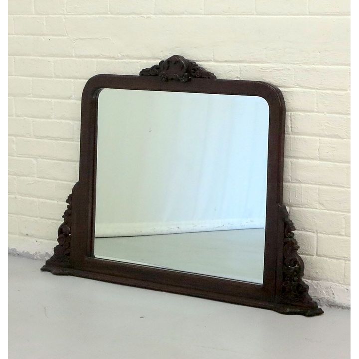MAHOGANY FRAMED OVERMANTLE MIRROR