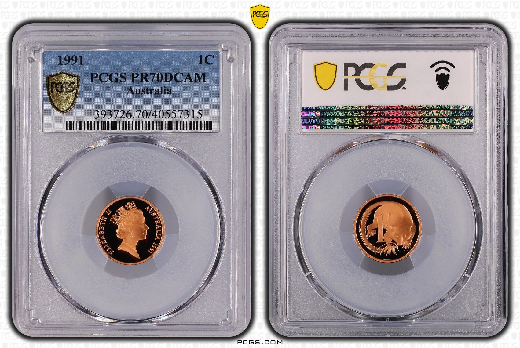 One Cent, 1991, Pcgs Pr70dcam