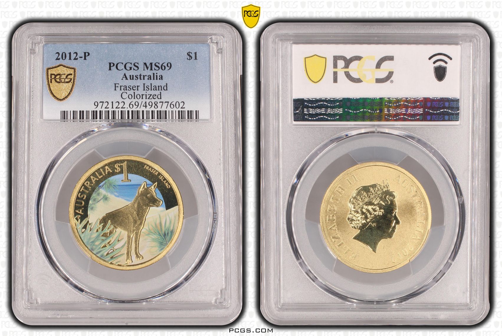 Fraser Island Colorized , One Dollar, 2012-P, PCGS MS69