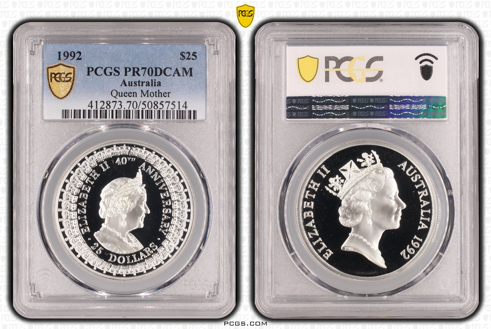 Queen Mother POP 11/0, Twenty Five Dollar, 1992, PCGS PR70DCAM