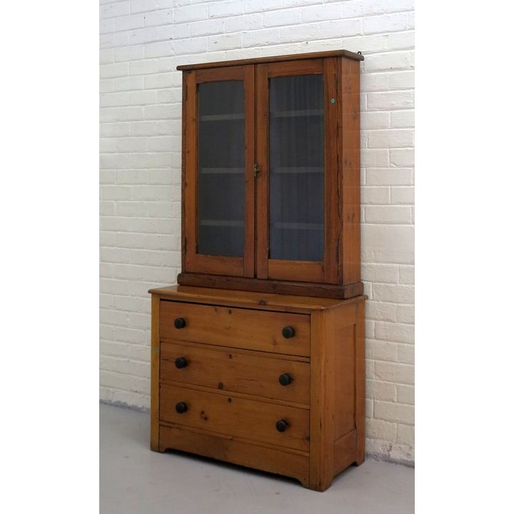 PINE BOOKCASE ON CHEST