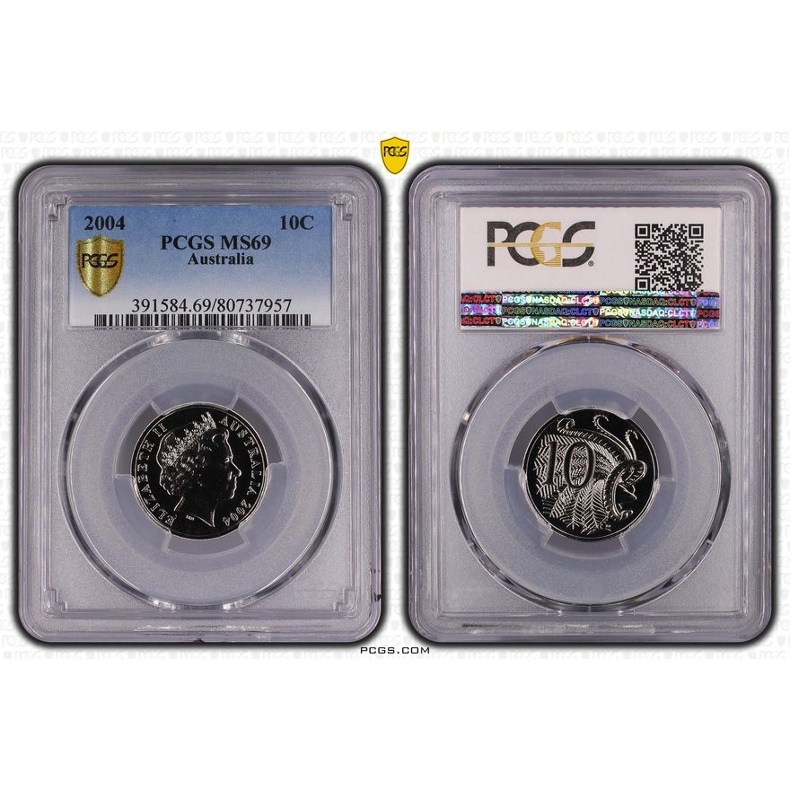 Elizabeth II, Ten Cent, 2004, PCGS MS69