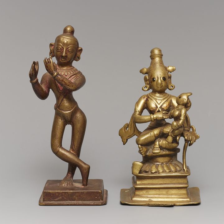Two East Indian copper alloy figures. 19th century