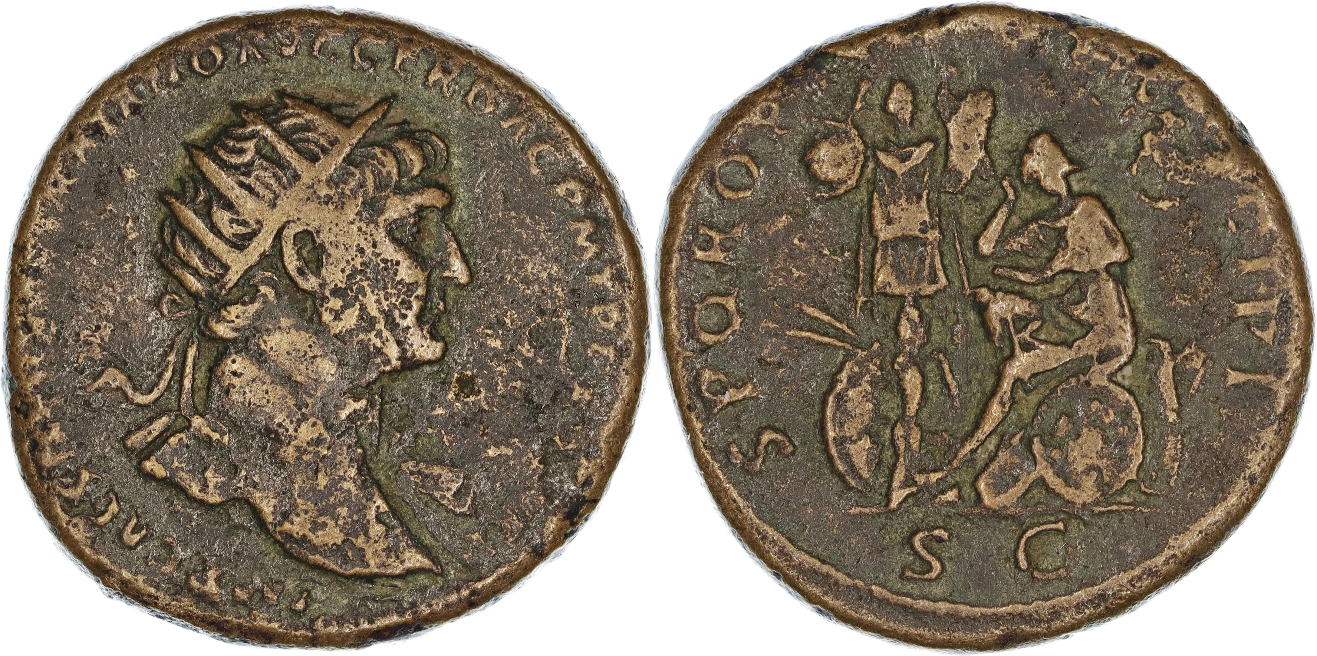 Roman Empire, Trajan, Æ Dupondius, 104-107 AD, gF