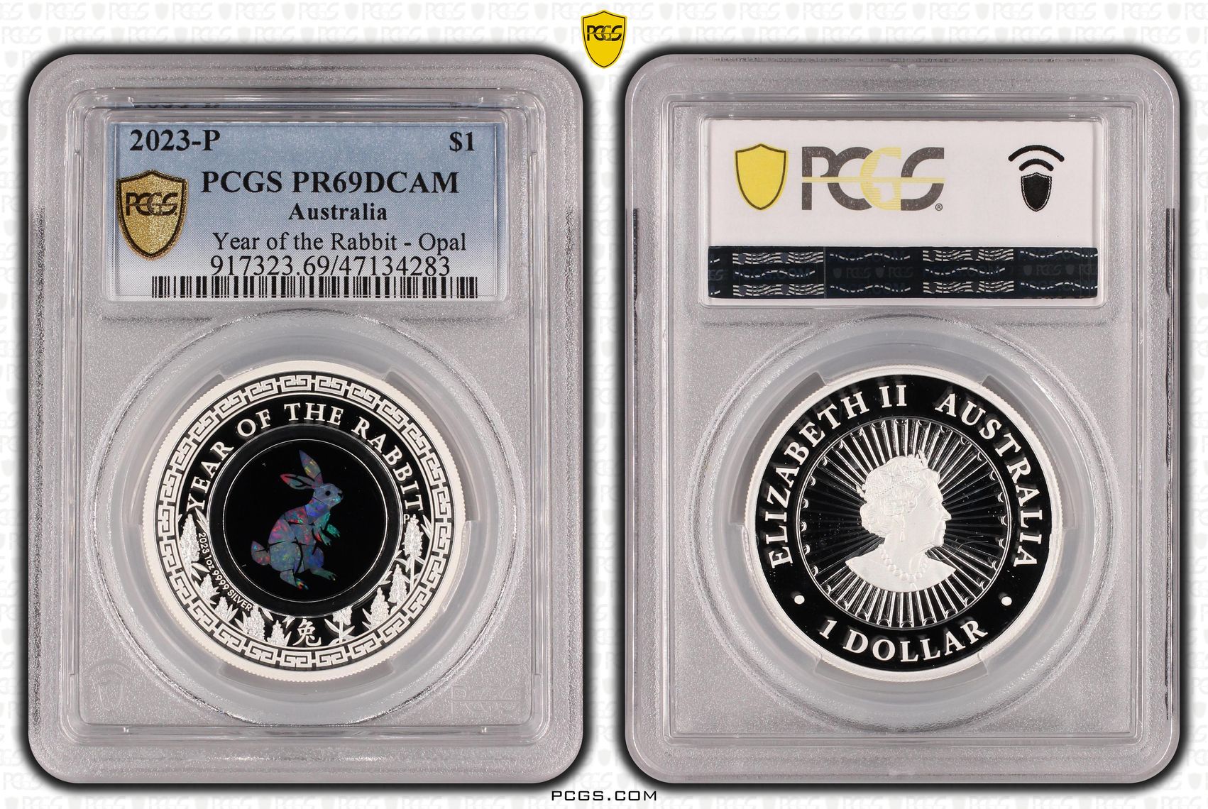 Year of the Rabbit - Opal , One Dollar, 2023-P, PCGS PR69DCAM