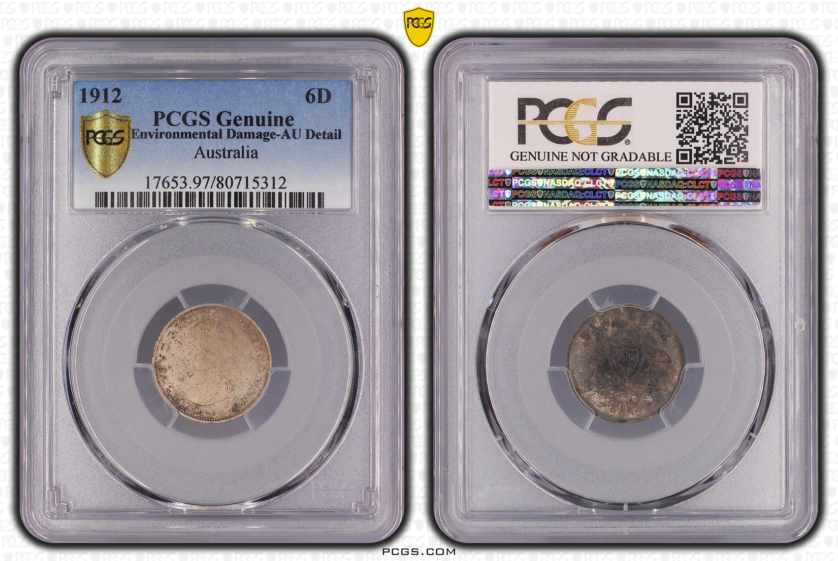 George V, Sixpence, 1912, PCGS No Grade