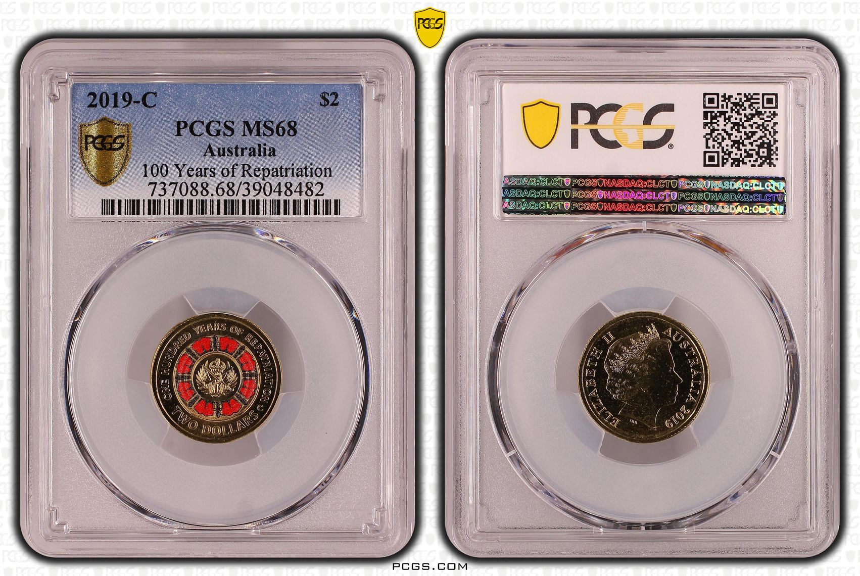 100 Years of Repatriation Colorized, Two Dollar, 2019-C, PCGS MS68