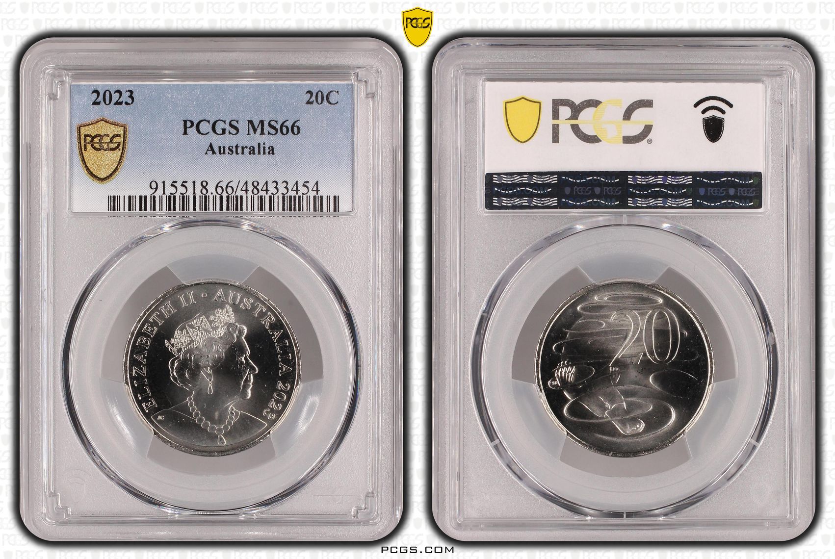 Elizabeth II, Twenty Cent, 2023, PCGS MS66