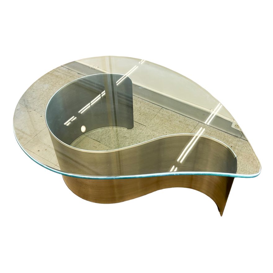 Karl Springer Attr. ''Teardrop'' Glass Top Coffee Table