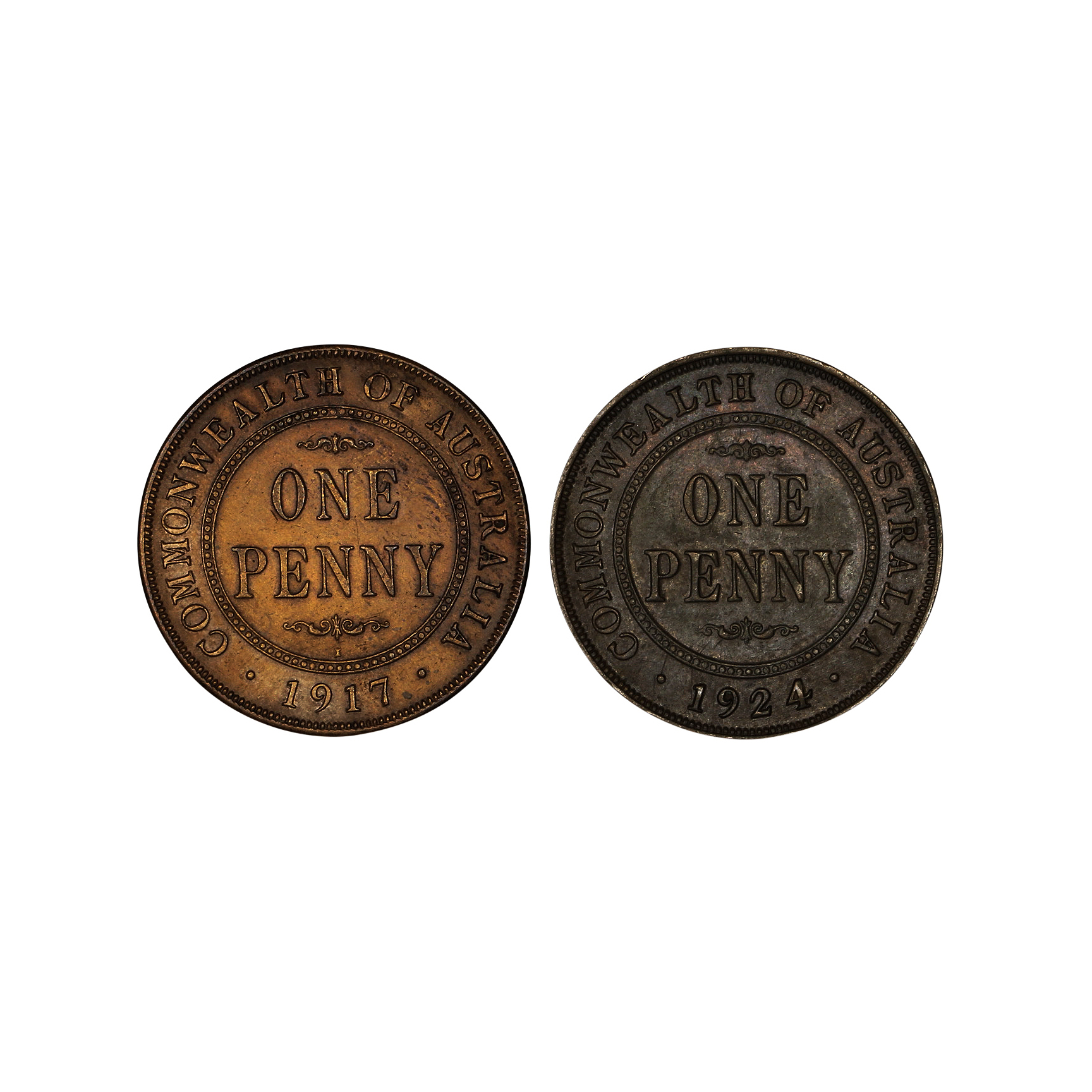 George V, Penny, 1917-I & 1924, EF