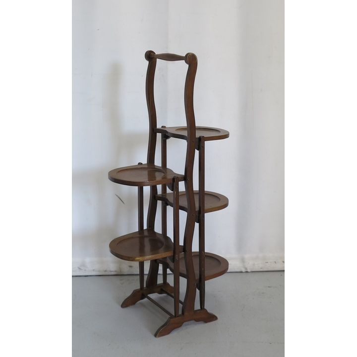 EDWARDIAN MAHOGANY FOLDING CAKE STAND