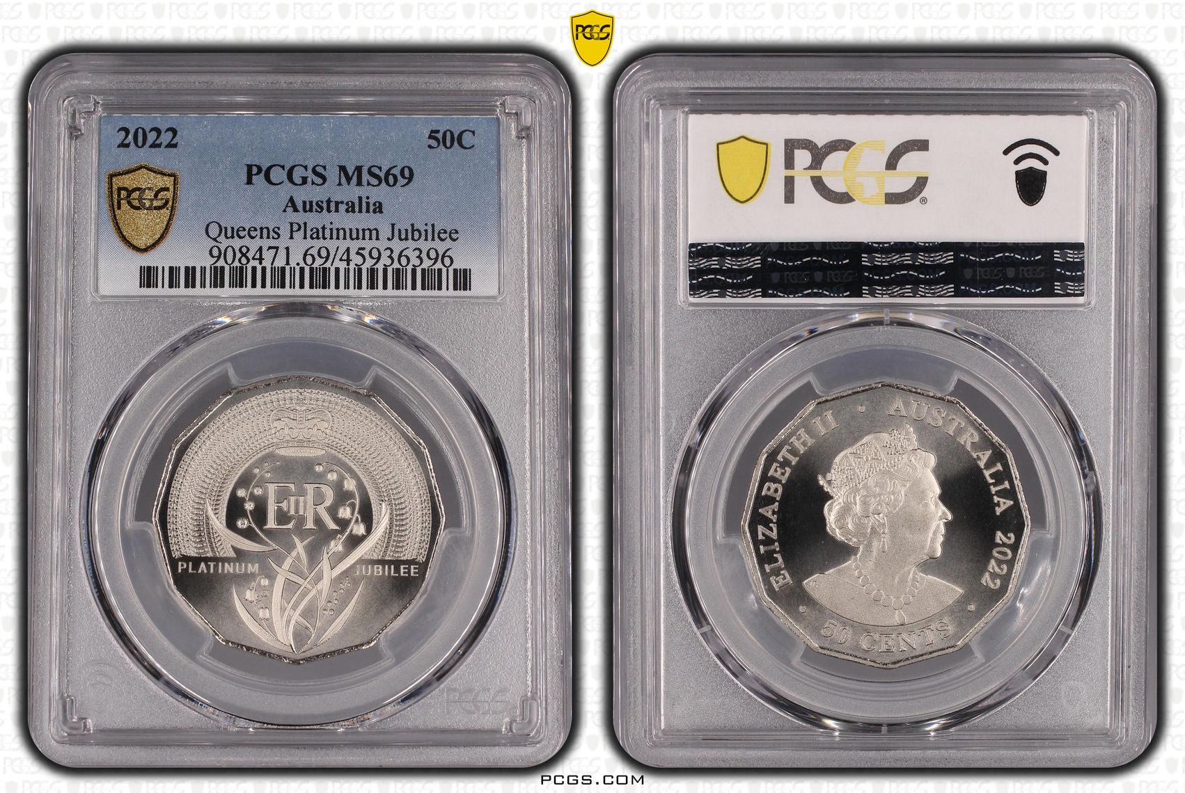 Elizabeth II, Elizabeth II Platinum Jubilee, Fifty Cent, 2022, PCGS MS 69