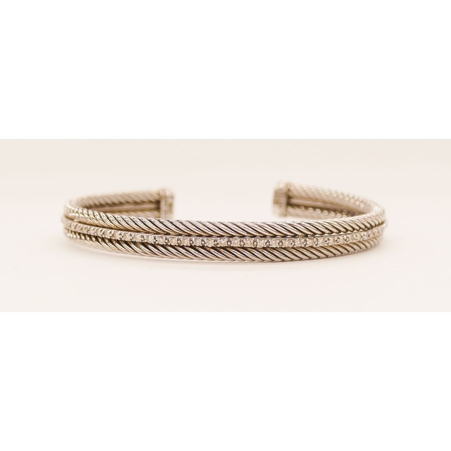 David Yurman 14k Sterling Diamond Crossover Bracelet