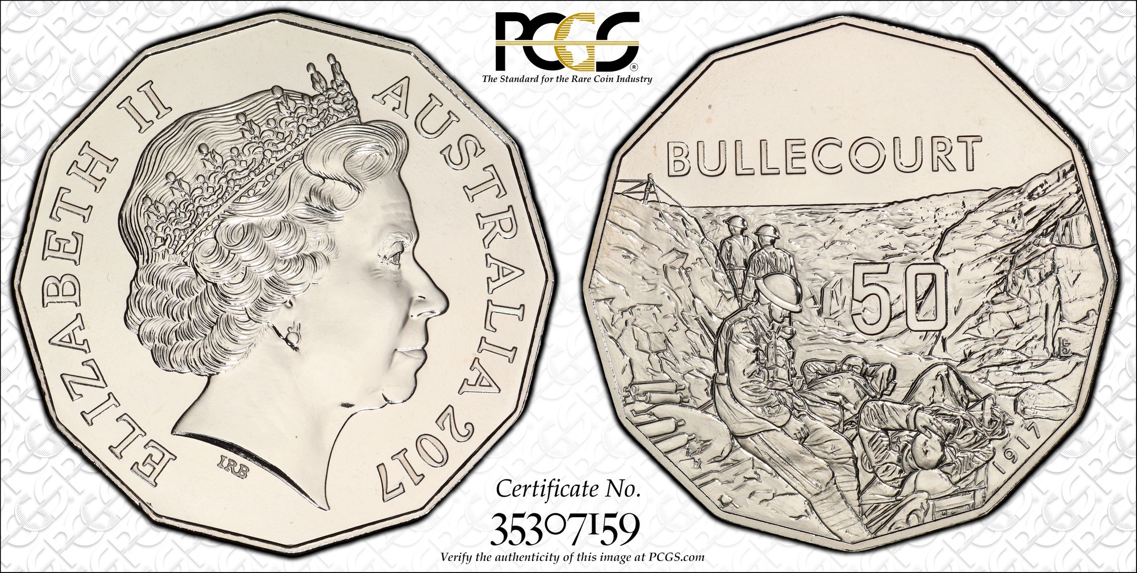 2017 Australia Fifty Cent, 50c Bullecourt PCGS - MS68 -159