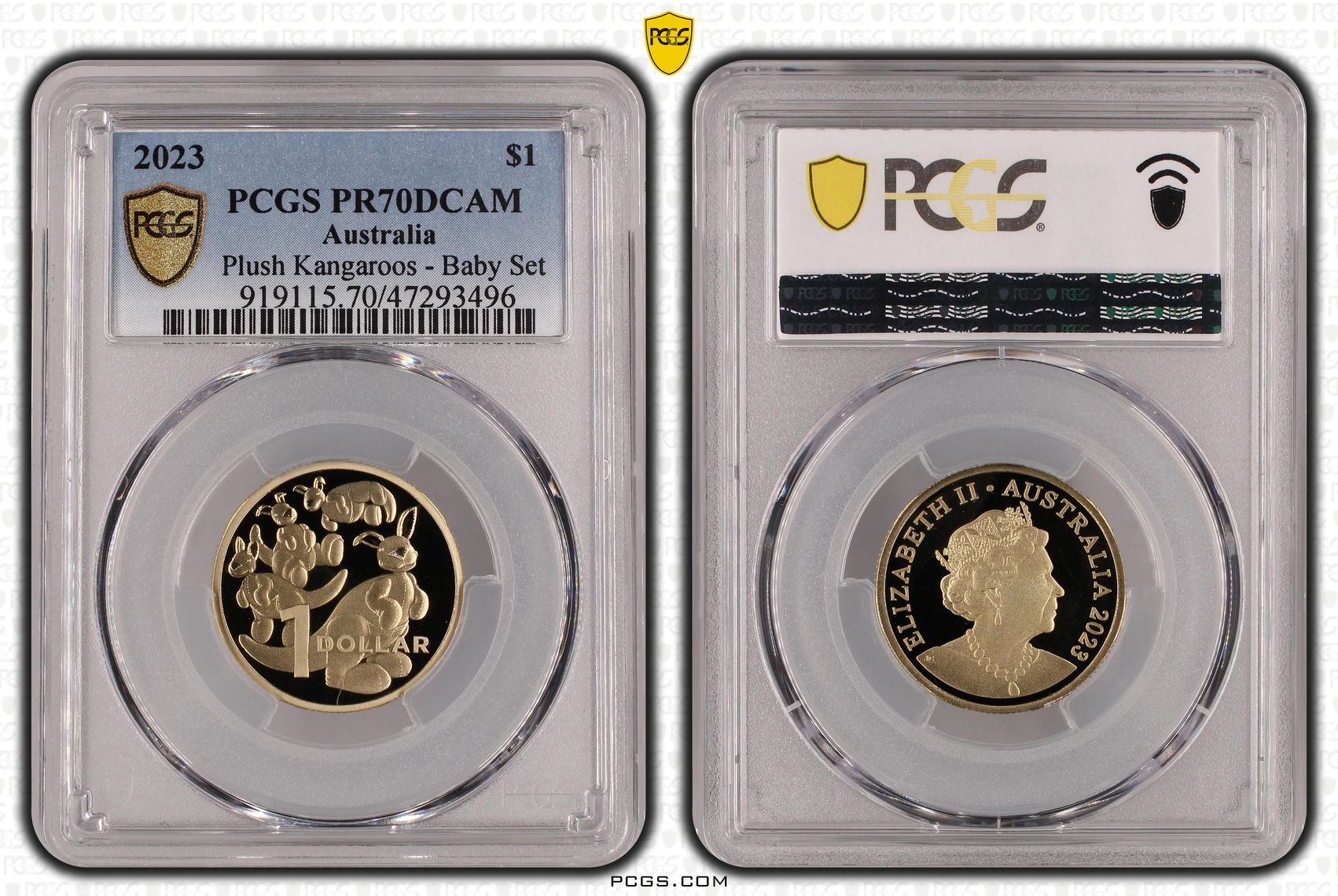 Plush Kangaroos - Baby Set, One Dollar, 2023, PCGS PR70DCAM