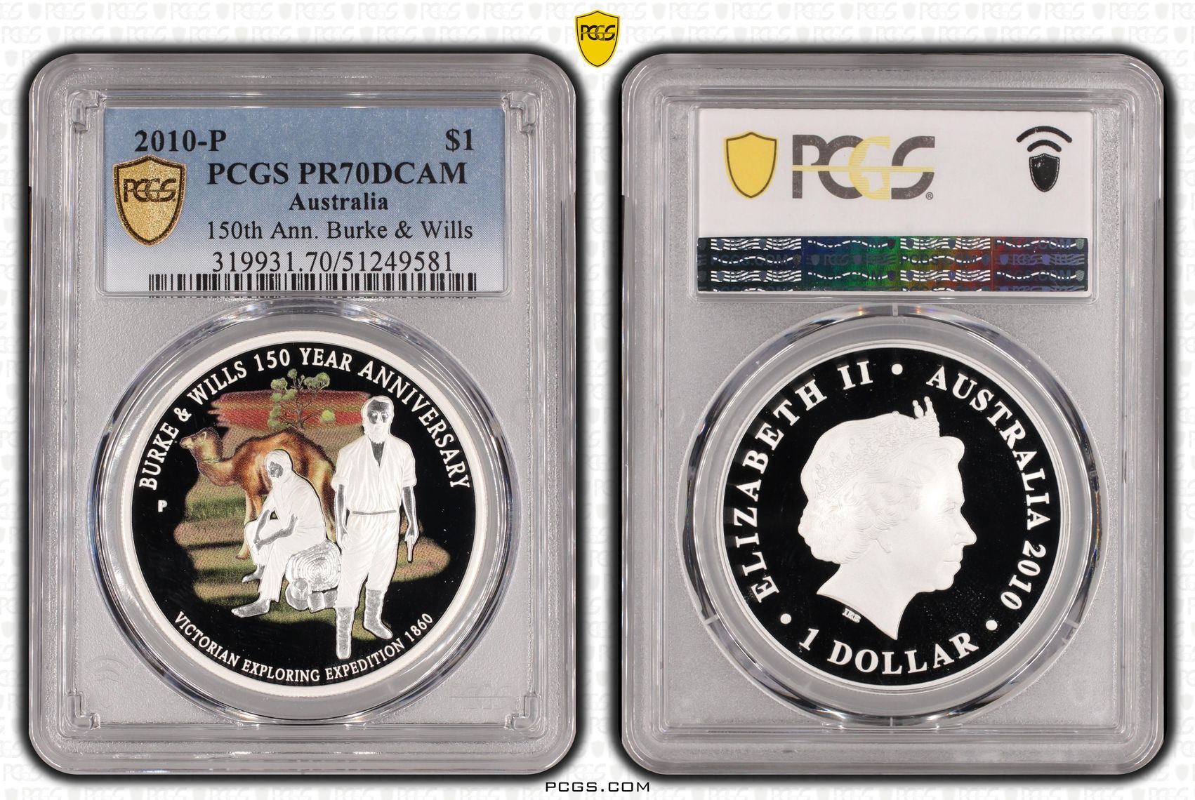 150th Anniversary Burke & Wills POP 2/0, One Dollar, 2010-P, PCGS PR70DCAM