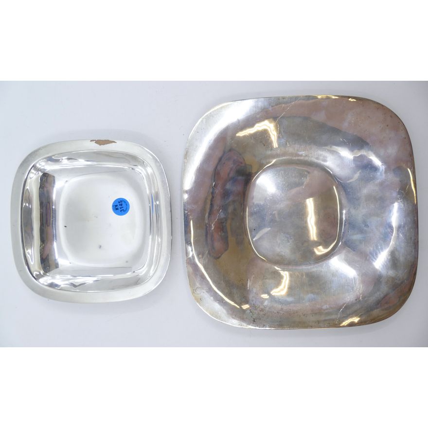 2pc Erickson Handwrought Sterling Bowl and Tray 6'' to 9''