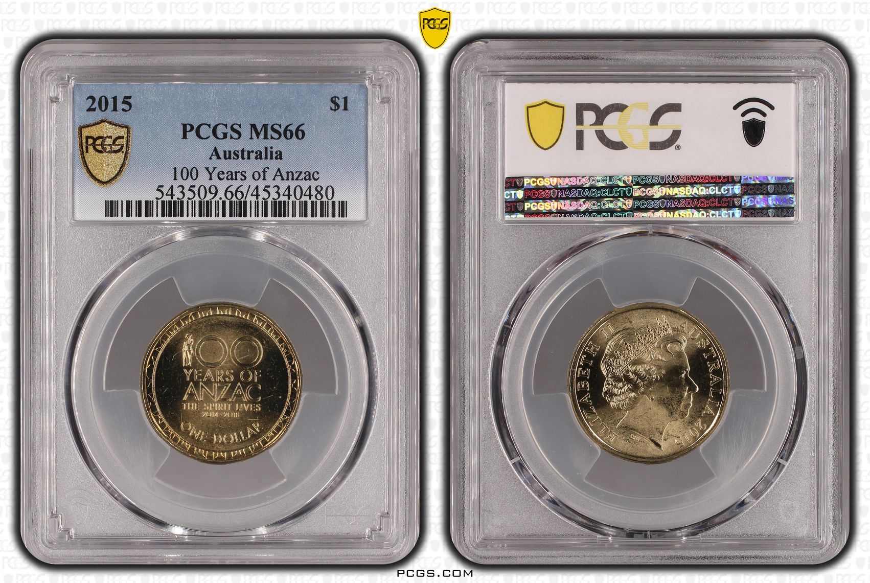 100 Years of Anzac, One Dollar, 2015, PCGS MS66