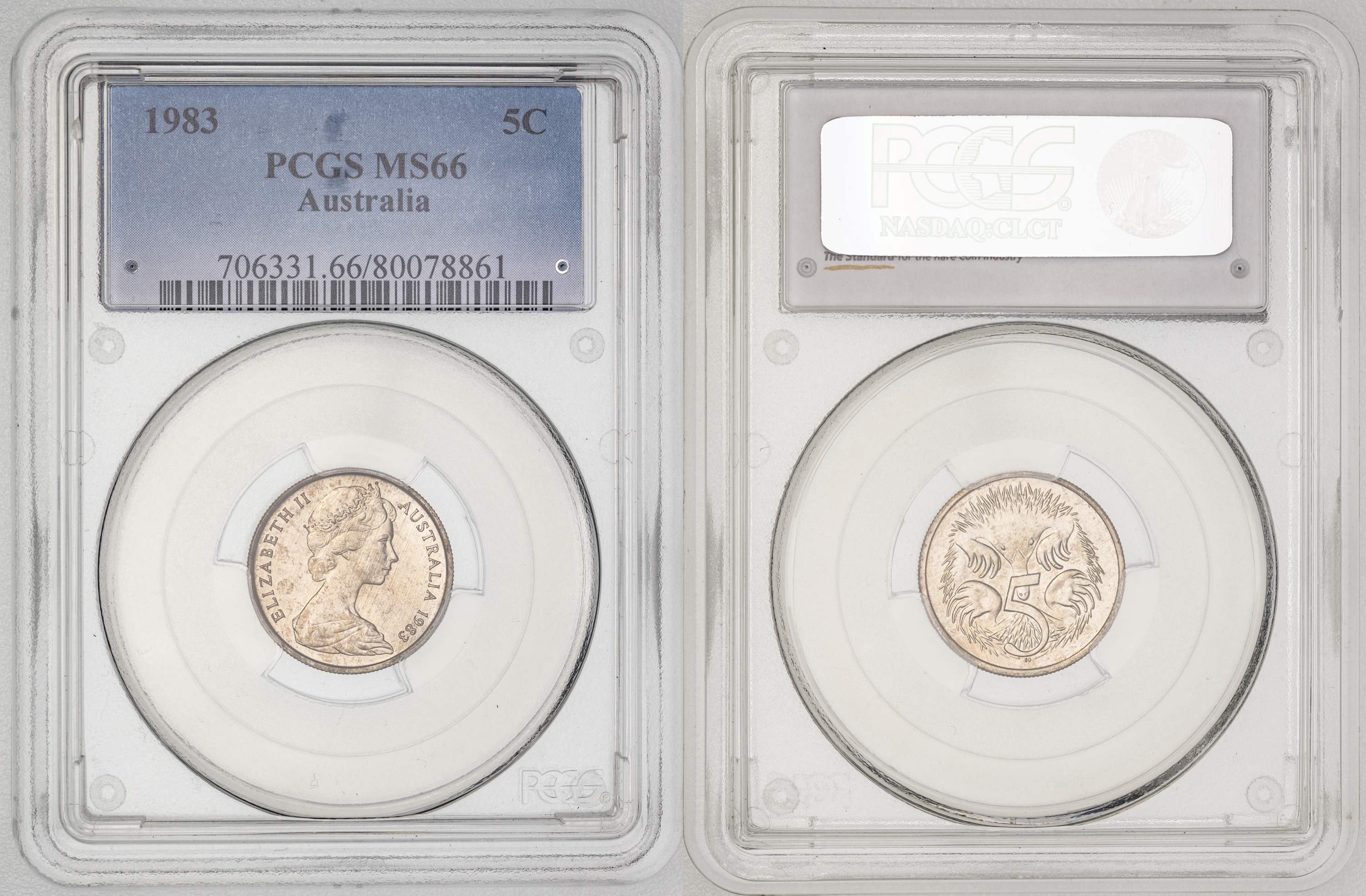 157 · Elizabeth II, Five Cent, 1983, PCGS MS66