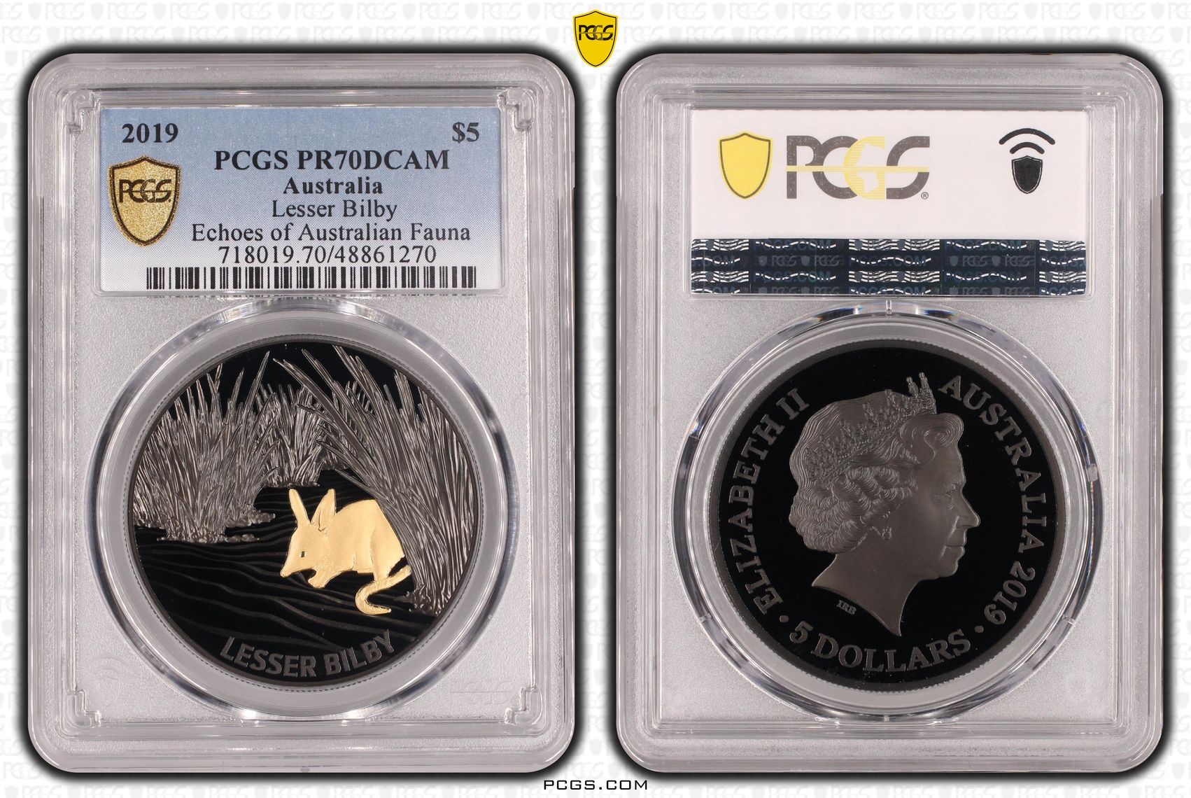 Lesser Bilby - Echoes of Australia POP 13/0, Five Dollar, 2019, PCGS PR70DCAM