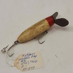 VINTAGE WOOD WADDLE BUG TOP WATER FISHING LURE CATCH A LUNKER BASS !!