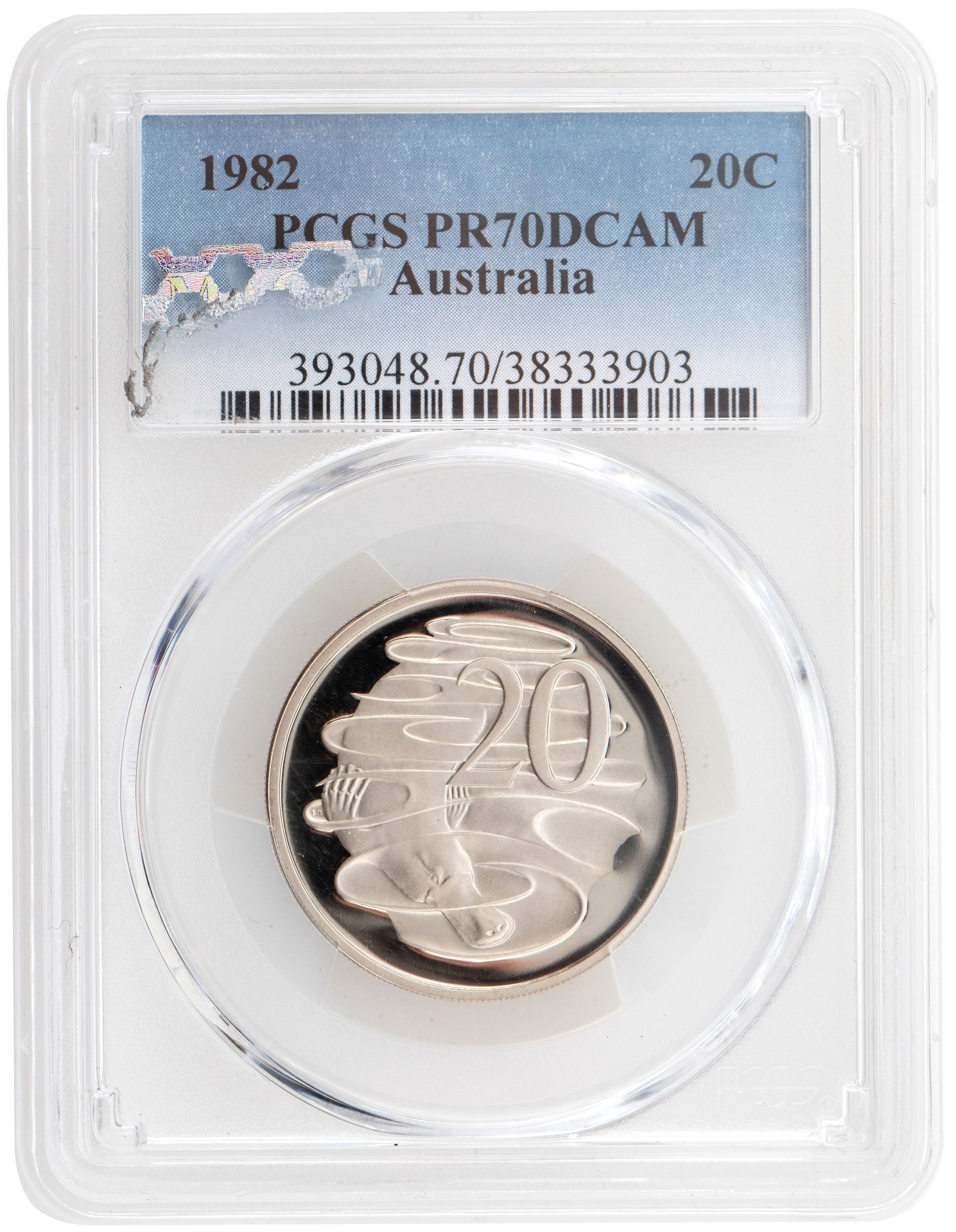 179 · 1982 Australia Twenty Cent, 20c PCGS - PR70DCAM POP 10/0 -903
