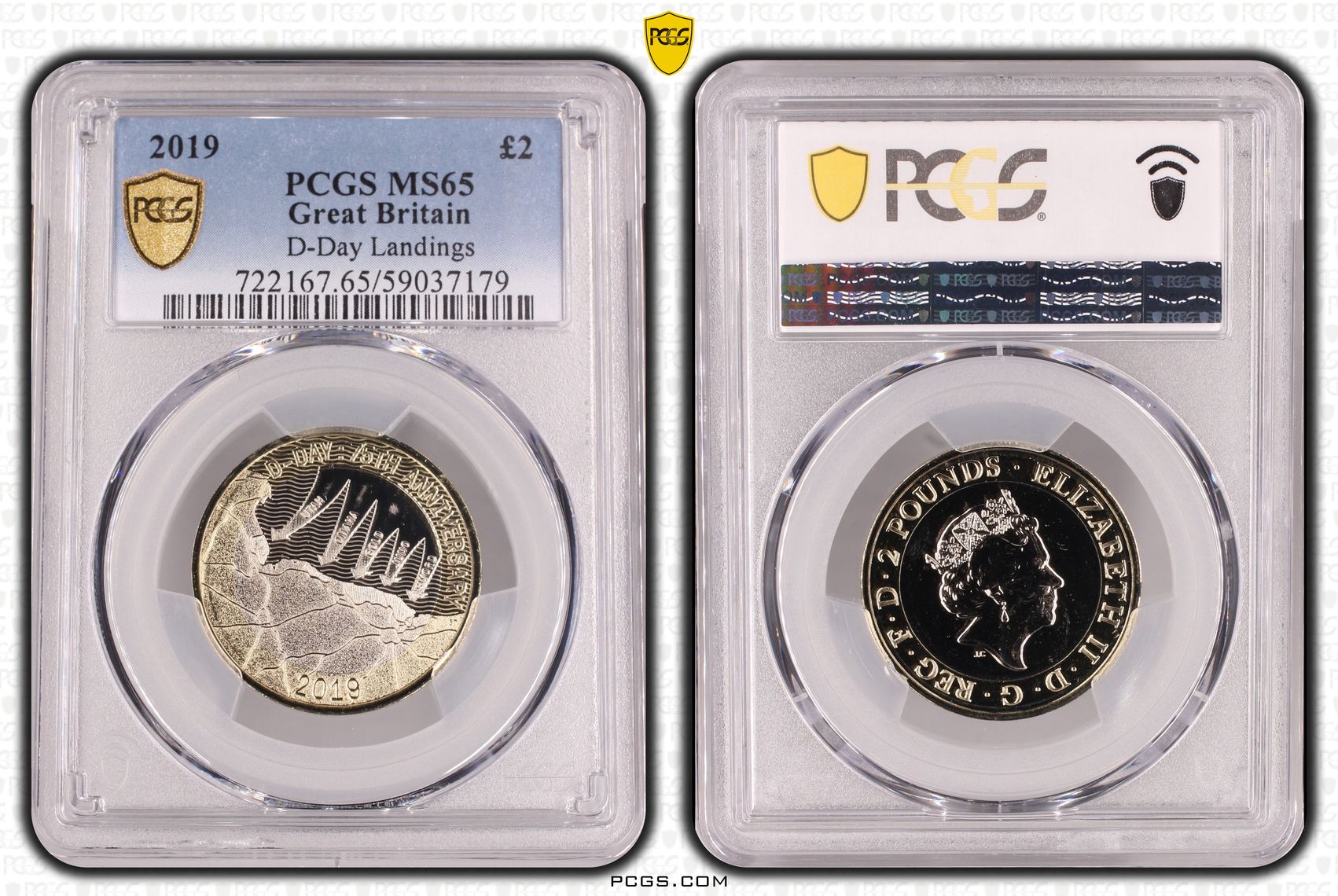 230 · Great Britain, D-Day Landings, Two Pounds, 2019, PCGS MS65