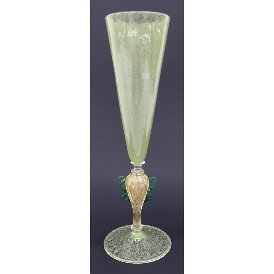Lino Tagliapietra ''Green Latticino Goblet'' 1995