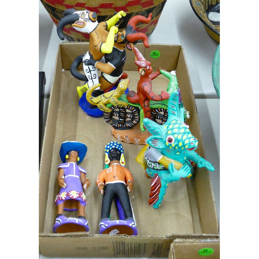 Box Mexican Folk Art Ceramic Figures