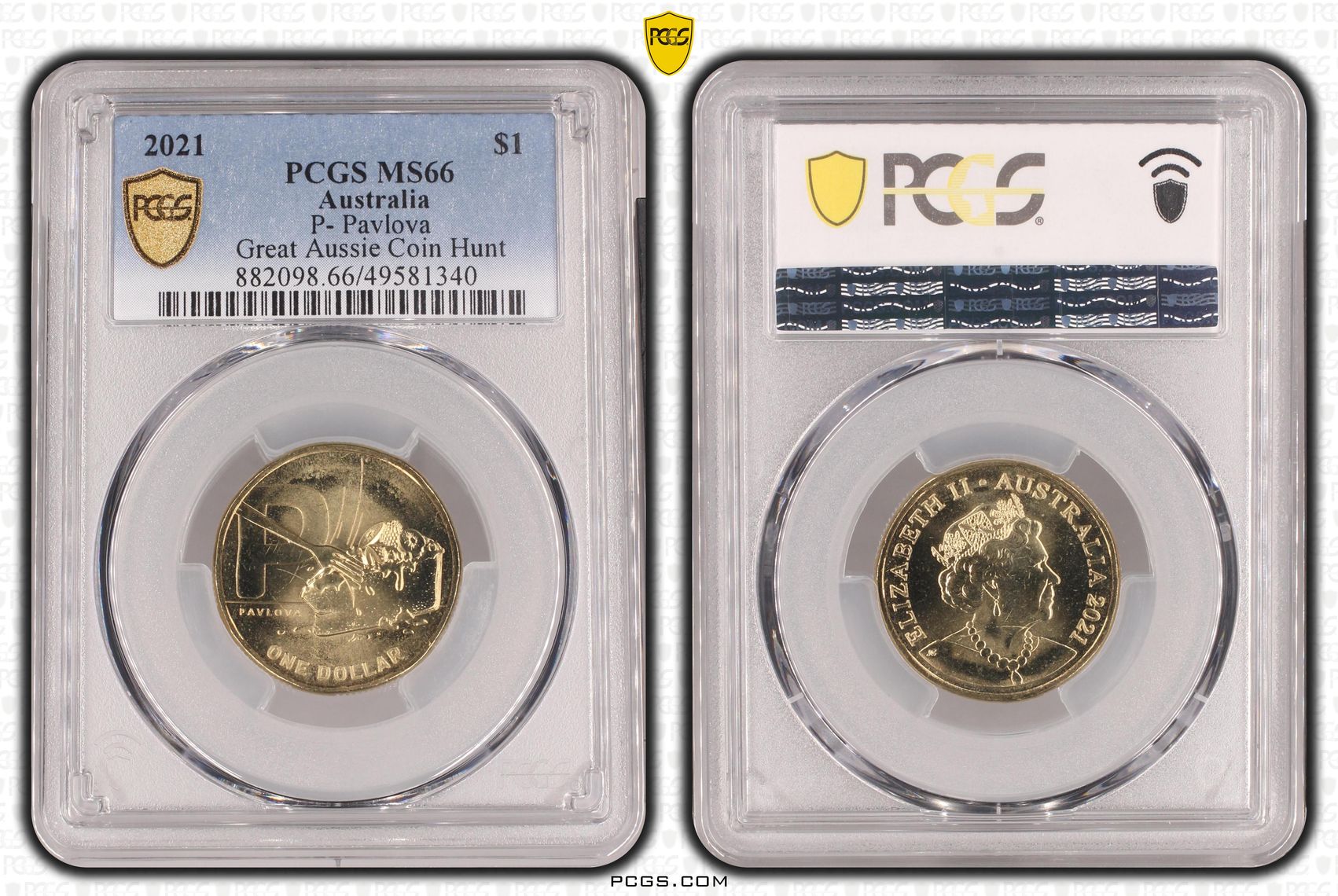Elizabeth II, P- Pavlova Great Aussie Coin Hunt POP 4/0, One Dollar, 2021, PCGS MS66