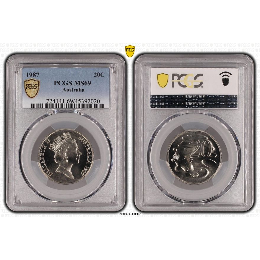 POP 9/0, Twenty Cent, 1987, PCGS MS69