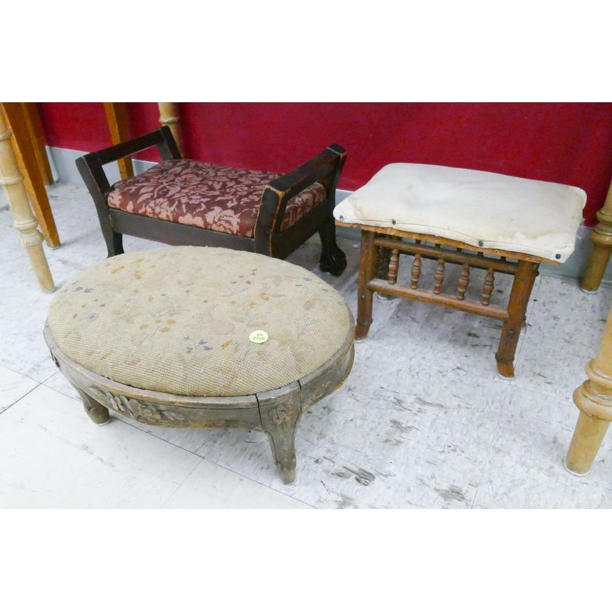 3pc Antique Foot Stools- largest 8x16''