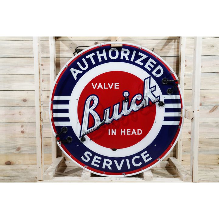 42" Early Logo Buick Valve-In-Head Authorized Service Double Sided Porcelain Neon Sign TAC 8.75