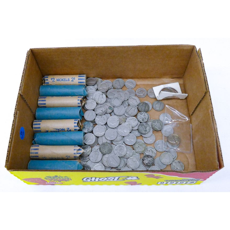 Box Loose US Nickels 5.3 Pounds TW - V, Buffalo Head, Jefferson