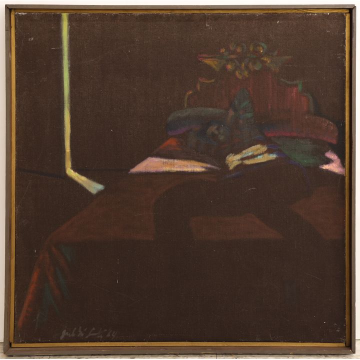 Jack McLarty ''Crack of Light'' 1964 Oil on Canvas Framed 25''x25''