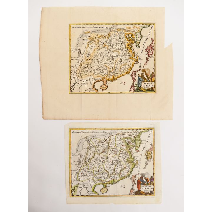 2pc Philipp Cluver, Imperii Sinarum Maps of China
