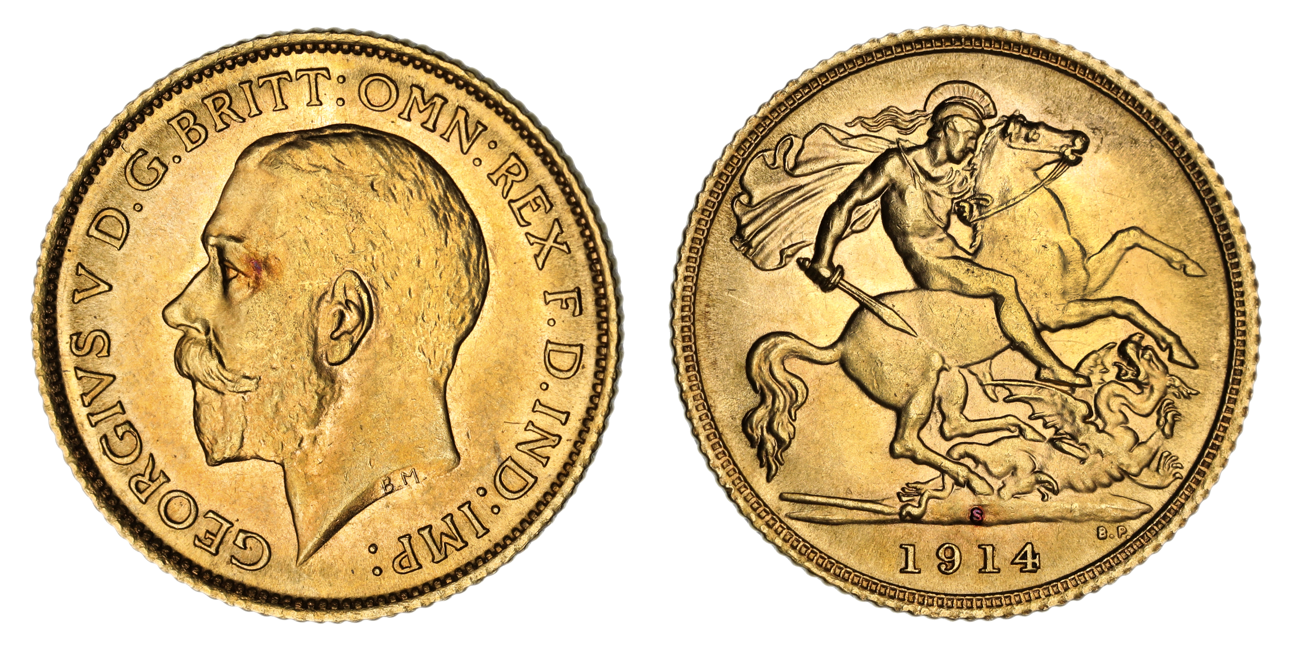 George V, St. George Reverse - Sydney Mint, Half Sovereign, 1914, UNC