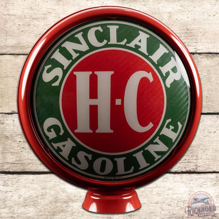 Complete Sinclair H-C Gasoline 15" Gas Pump Globe on HP Metal Body - 8