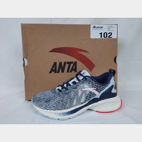 ANTA MEN S RUN FAR FLASHEDGE RUNNING SHOES - LIGHT GREY/DARK BLUE - LIGHT GREY/DARK BLUE - MEN UK 6.5