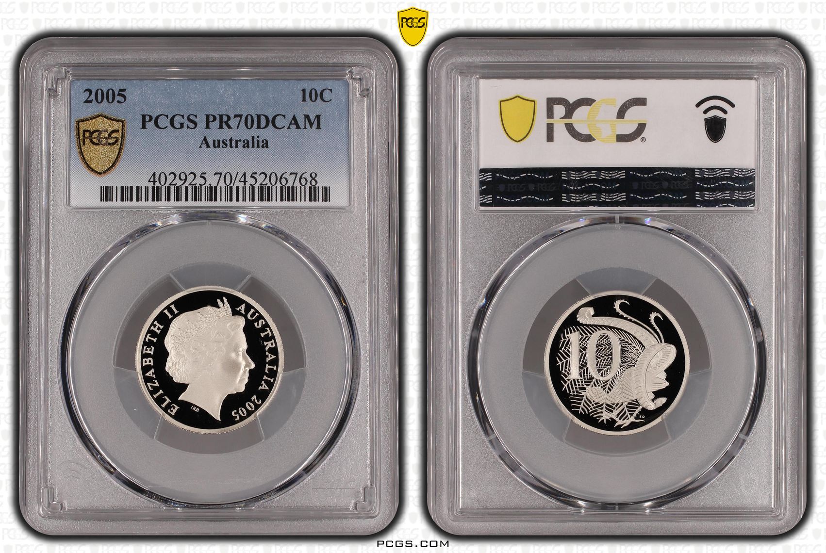 Elizabeth II, Ten Cent, 2005, PCGS PR 70DCAM
