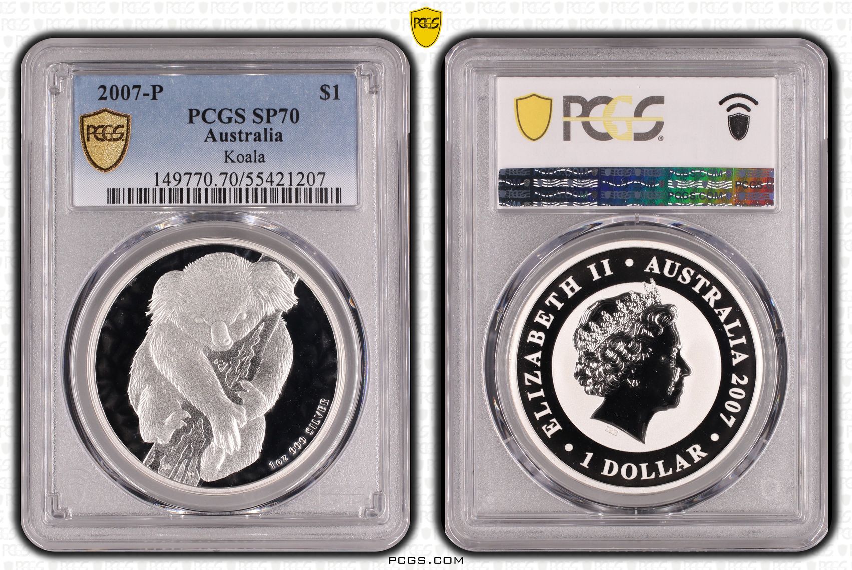 Koala Ag, One Dollar, 2007-P, PCGS SP70