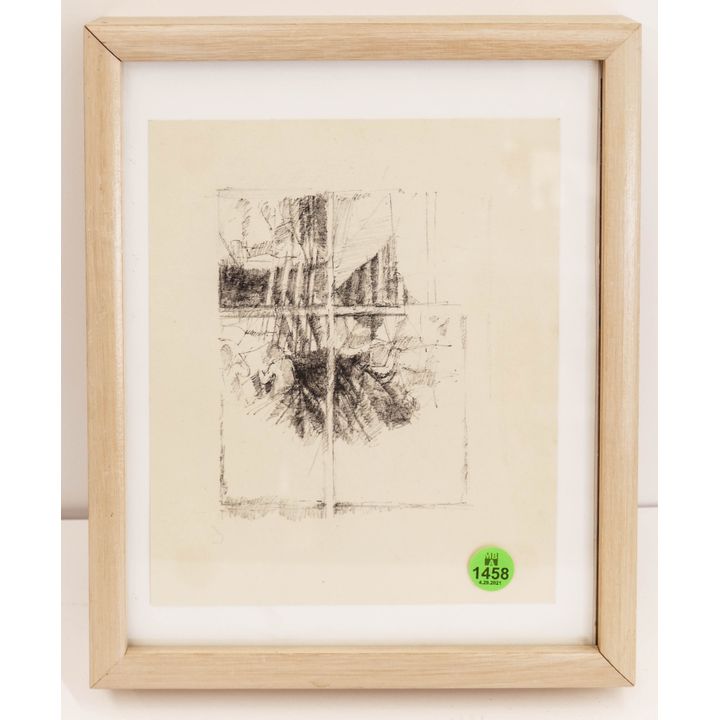 Ben Frank Moss 'Figure Landscape' Ink Drawing 1967 Framed- 11x9''