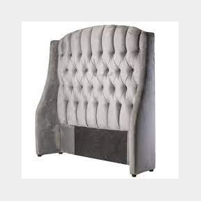 Rounded Arch Deep Button Velvet Headboard with Wings - Dark Grey (Velvet) - Queen -