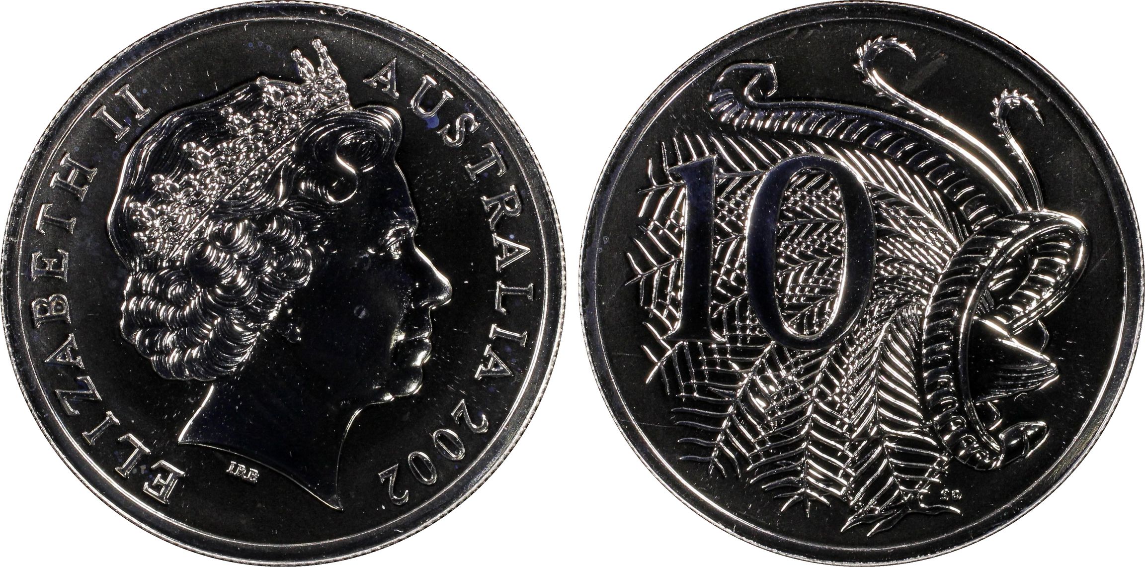 Elizabeth II, Ten Cent, 2002, PCGS MS68