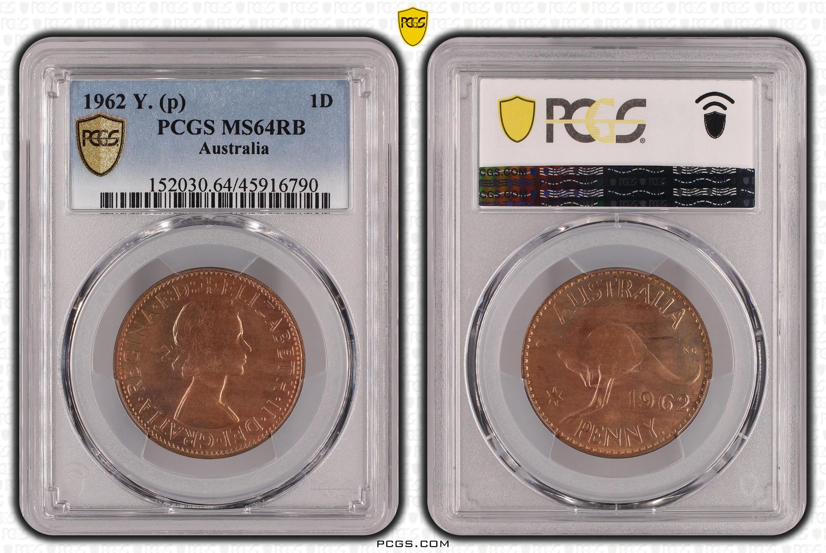 1962 Australia Penny PCGS - MS64RB -790