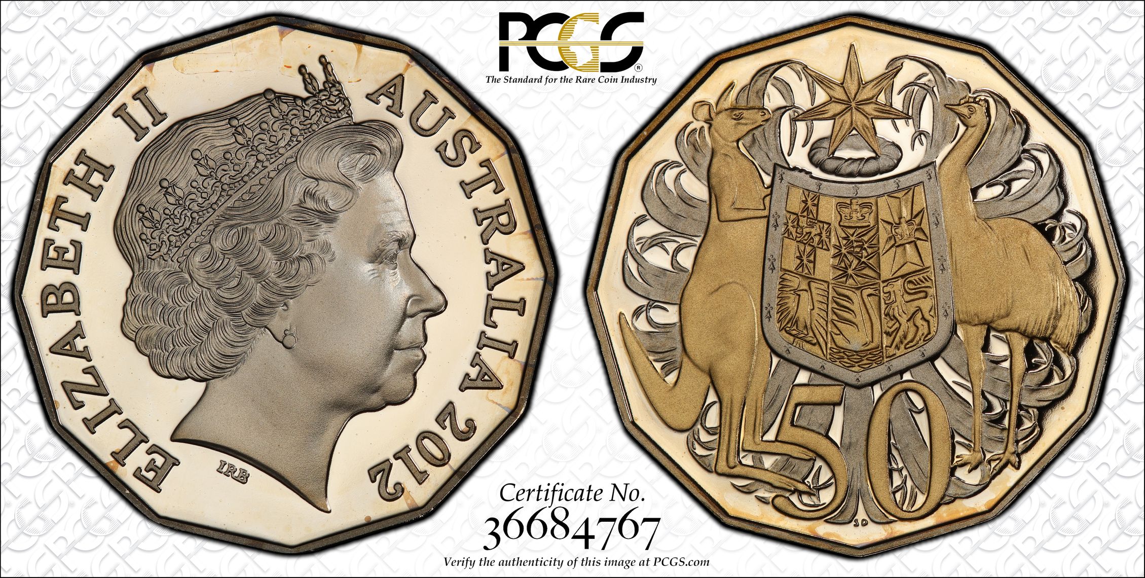 2012 Australia Fifty Cent, 50c Coat of Arms Gilt PCGS - PR68DCAM -767