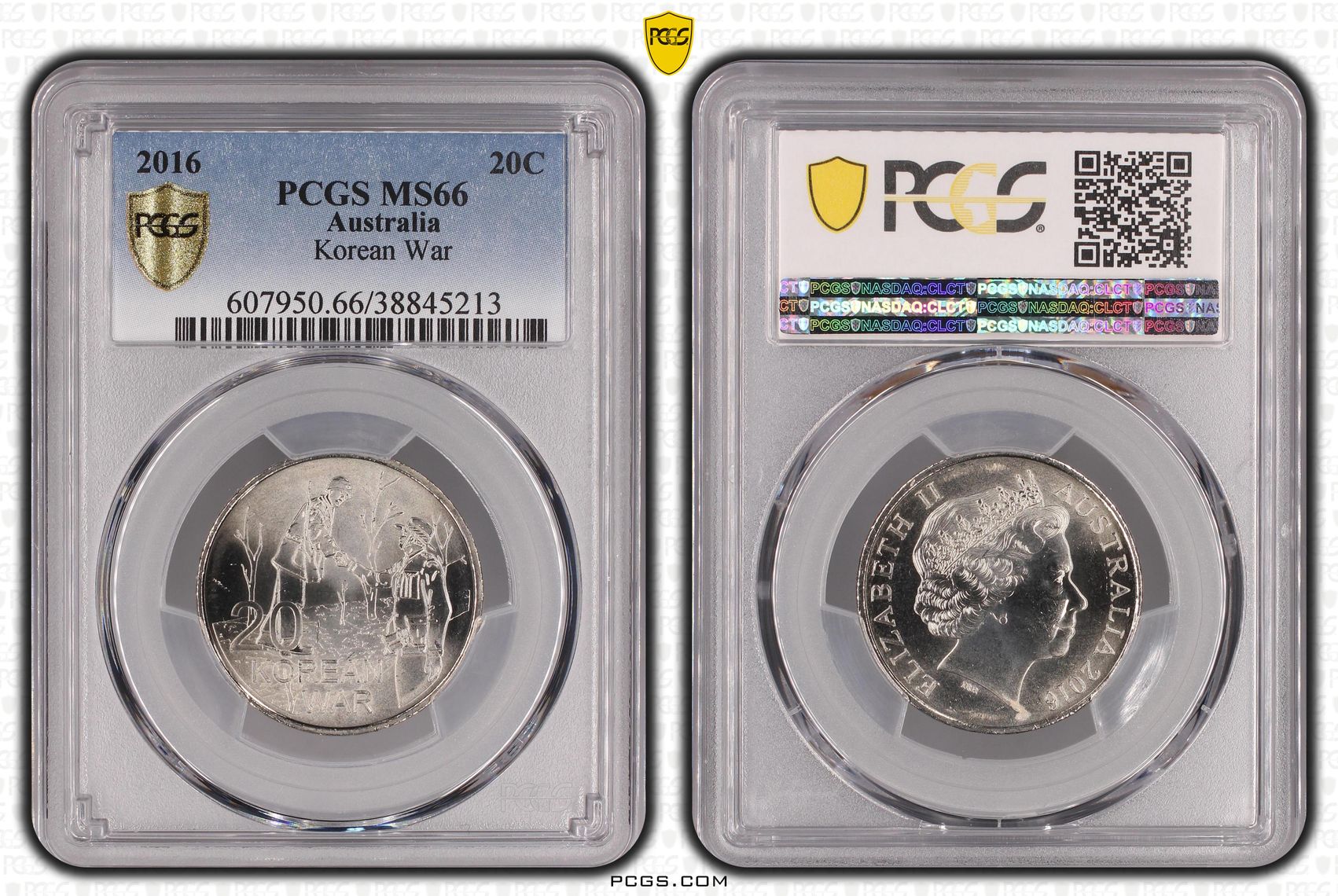 2016 Australia Twenty Cent, 20c Korean War PCGS - MS66 -213
